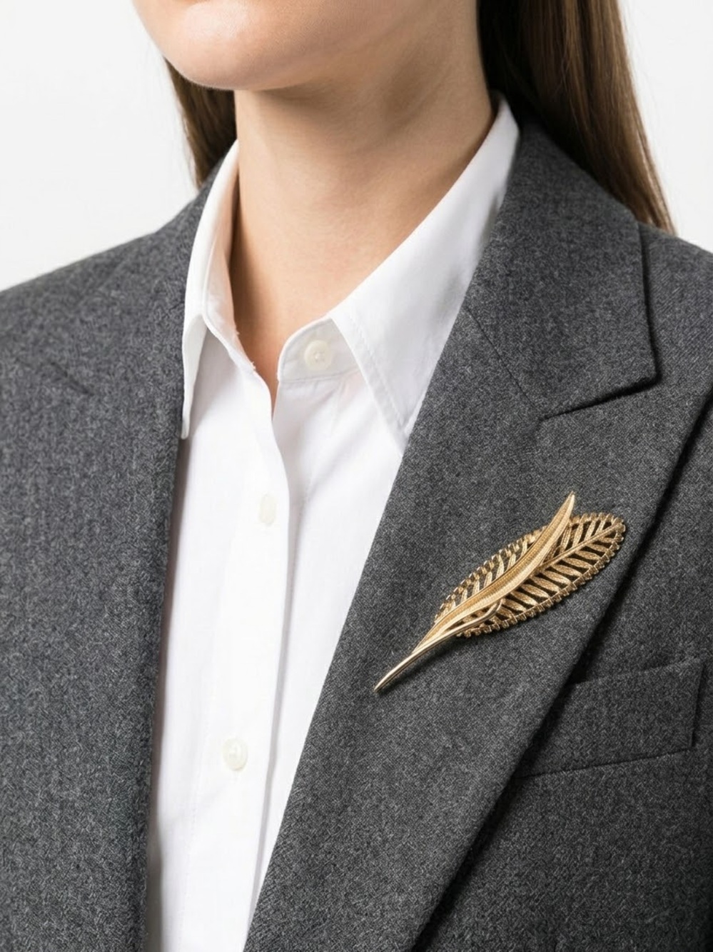 Gold Leaf Lapel Pin Brooch